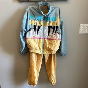 Vintage Ixspa by Jamie Sadock Track Suit Set Windbreaker & Nylon Joggers Size XS